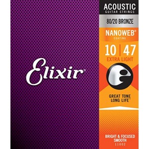 Elixir 80/20 Bronze Nanoweb Extra Light 10 - 47 Acoustic Strings